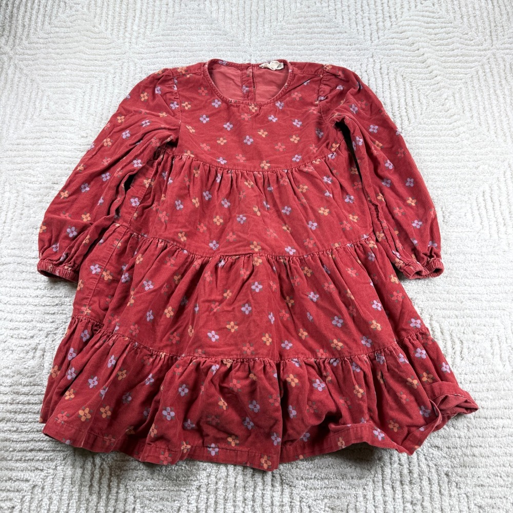 Tucker + Tate Corduroy Tiered Dress Girl's 7 Floral Cottagecore Autumn Boho Kids